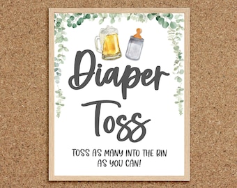 Baby Shower Games Diapers Diaper Toss A Baby is Brewing Beers and Babies Shower Beer Baby Shower Babies and Brews Coed Baby Shower Games, BB