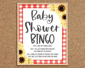Baby Shower Bingo Sign Baby Bingo Baby-Q Baby Shower BabyQue Jeux BBQ Baby Shower Jeux Coed BabyQ Jeux Pique-nique Baby Shower Backyard, S