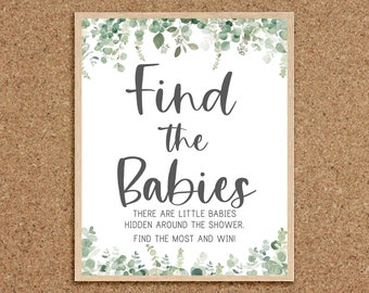 Find the Babies Find the Baby Game Greenery Baby Shower Games Eucalyptus Baby Shower Games Neutral Baby Shower Games Gender Neutral, EG