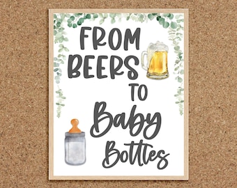 From Beers to Baby Bottles Sign Baby is Brewing Shower Beers and Babies Shower Beer Baby Shower Babies and Brews Coed Baby Shower, BB