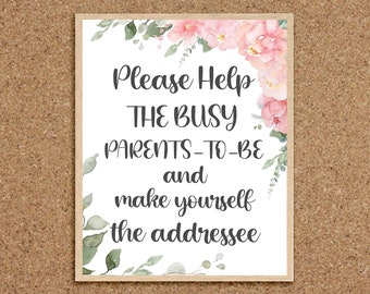 Addressee Sign Help the Busy Mom to be Make Yourself Addressee Pink Floral Baby Shower Sign Girl Baby Shower Floral Baby in Bloom Theme, P