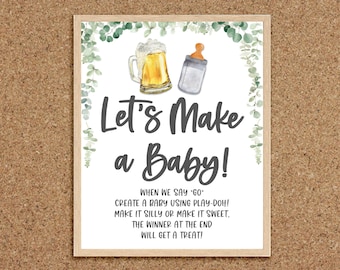 Make a Baby Game Let's Make a Baby Play Doh Baby A Baby is Brewing Beers and Babies Shower Beer Baby Shower Coed Baby Shower Games Twins, BB