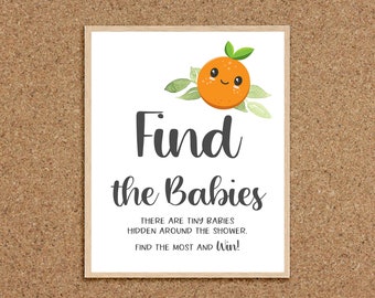 Little Cutie Baby Shower- Find the Baby Game-Find the Babies Cutie Baby Shower Games Cutie Orange Baby Shower A Little Cutie Baby Shower, C