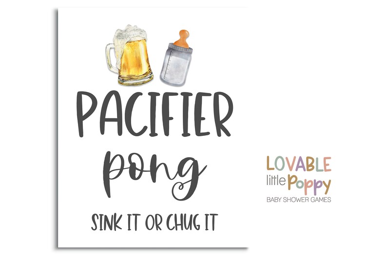 Pacifier Pong Sign Pacifier Pong Game Minimalist Baby Shower Etsy