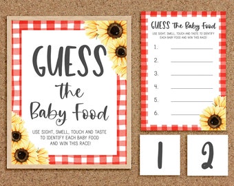Guess the Baby Food Baby Food Guessing Game Name the Baby Food Baby-Q Baby Shower BBQ Baby Shower Games Sunflower BabyQ Summer Baby Shower S