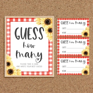 Guess How Many How Many Kisses Guess How Many Game Baby-Q BabyQue BBQ Baby Shower Games Sunflower BabyQ Games Coed Baby Shower Games, S