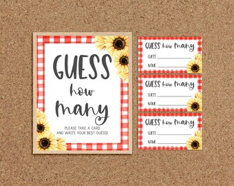 Guess How Many How Many Kisses Guess How Many Game Baby-Q BabyQue BBQ Baby Shower Games Sunflower BabyQ Games Coed Baby Shower Games, S