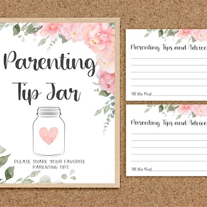Conseils pour les parents Cartes de conseils parentaux Conseils pour la nouvelle maman Conseils parentaux Jeux de douche de bébé floraux roses Jeux de douche de fille florale Bébé, P