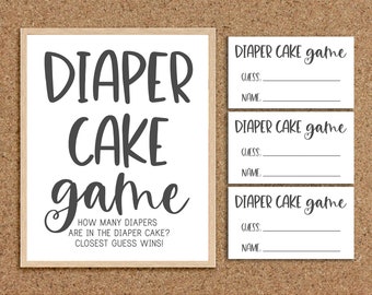 Gender Neutral Baby Shower Games Neutral Diaper Cake Game Diaper Cake Guessing Game Minimalist  Baby Shower Games Coed Baby Shower Games, M