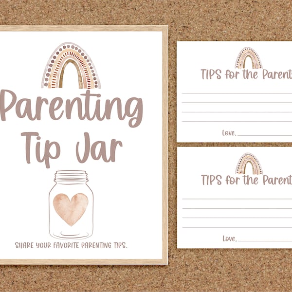 Boho Rainbow Baby Shower Games Parenting Tip Jar Advice for Parents Parenting Advice Cards Advice for New Mom Rainbow Baby Shower Boho, B