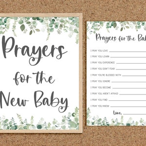 Prayers for Baby Wishes for Baby Prayers for Baby Cards Well Wishes Greenery Baby Shower Games Eucalyptus Coed Baby Shower Games Twins, EG
