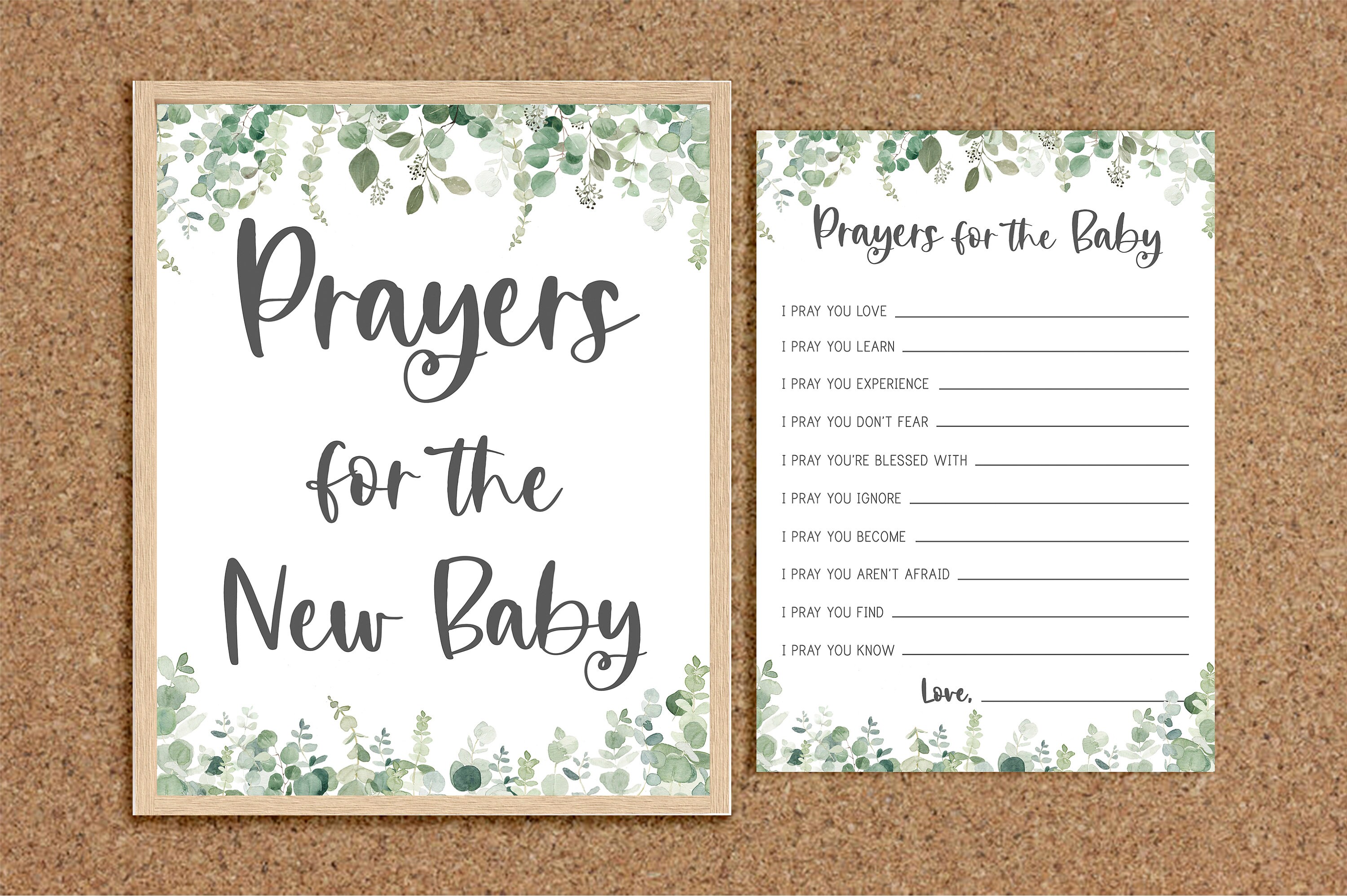 Prayers for Baby Wishes for Baby Prayers for Baby Cards Well Wishes Greenery Baby Shower Games Eucalyptus Coed Baby Shower Games Twins, EG