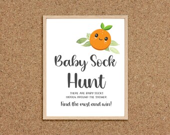 Little Cutie Baby Shower-Baby Sock Hunt-Find the Baby Socks Baby Shower Games Cutie Baby Shower Cutie Orange Baby Shower Clementine Theme, C