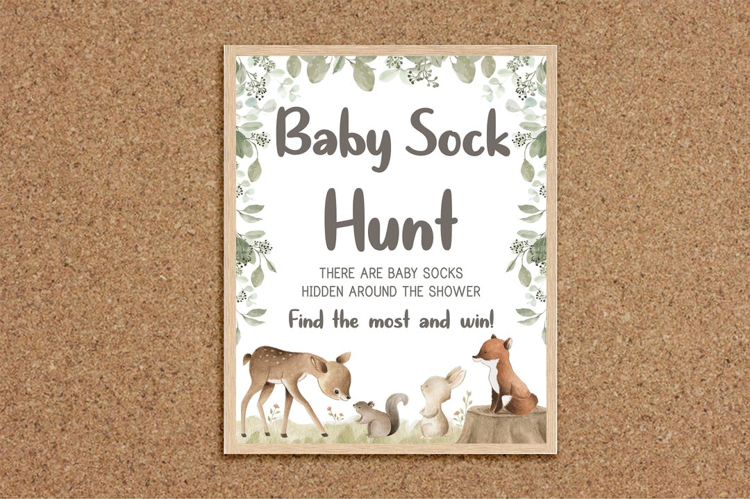 Baby Sock Hunt Find the Baby Sock Game Sock Hunt Game Woodland Baby
