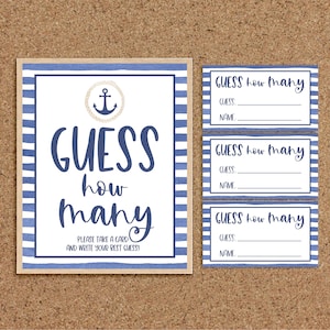 Nautical Theme Baby Shower Games Guess How Many Guess How Many Kisses Nautical Baby Shower Games Ahoy Its a Boy Anchor Baby Shower Games, N