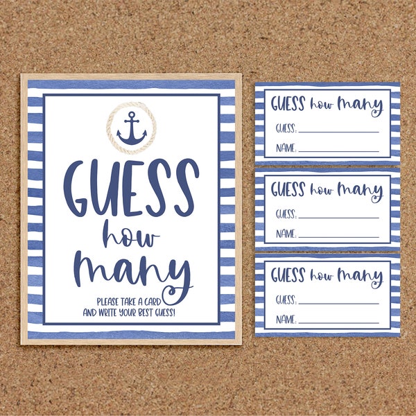 Nautical Theme Baby Shower Games Guess How Many Guess How Many Kisses Nautical Baby Shower Games Ahoy Its a Boy Anchor Baby Shower Games, N