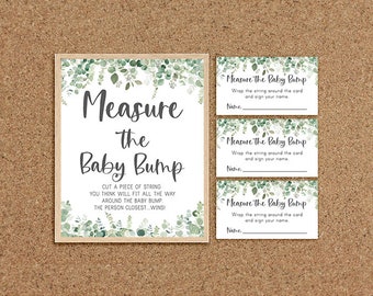 Measure Mommy&#39;s Belly Game How Big is Mommy&#39;s Belly Mommys Belly Size Game Eucalyptus Baby Shower Games Greenery Baby Shower Coed Games, EG