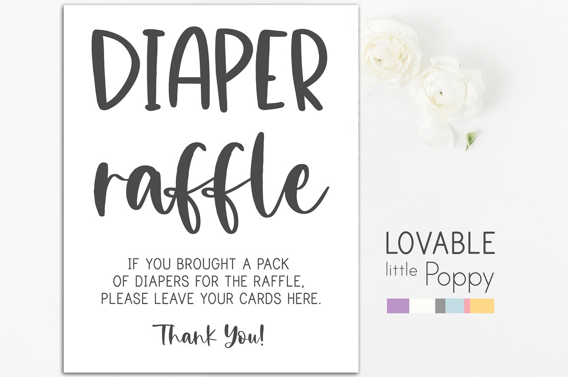 Diaper Raffle Sign Diaper Raffle Cards Diaper Raffle Ticket Etsy