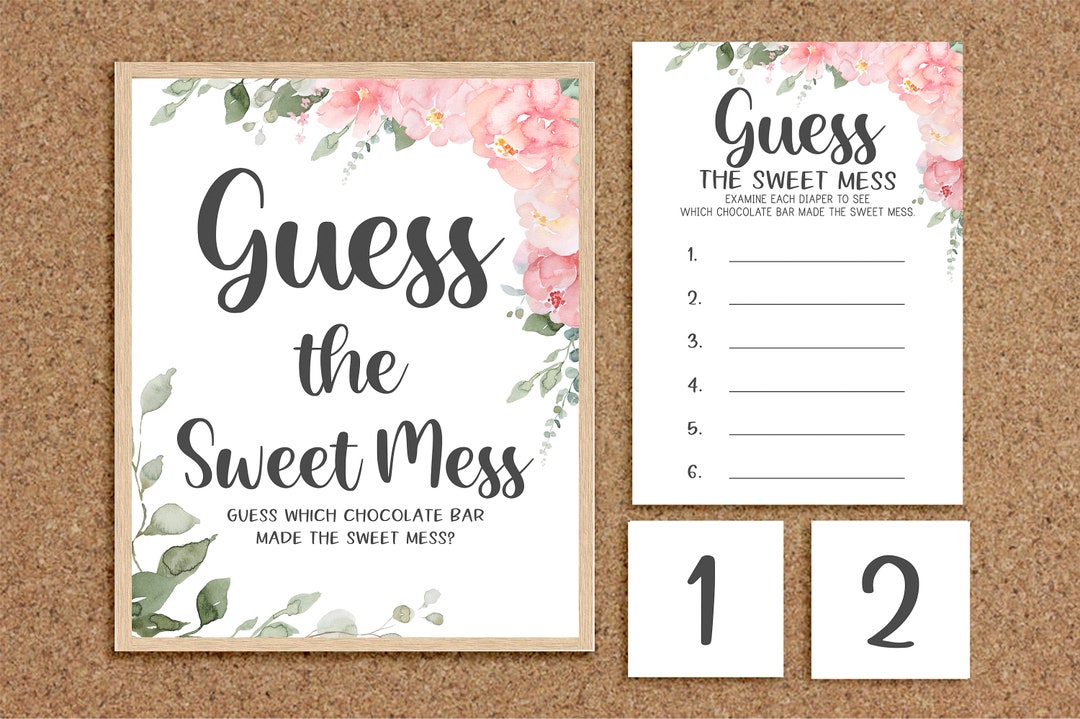 Guess the Sweet Mess Dirty Diaper Game Candy Bar Game Baby Floral Baby Shower Games Pink Floral Girl Baby Shower Games Baby Girl Shower P Etsy Canada