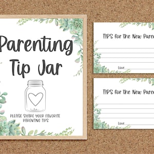 Rat für neue Eltern Tipps für Eltern, Karten zu sein Wünsche für die Eltern, um Sukkulenten Baby Shower Spiele Coed Parenting Tip Jar, SB