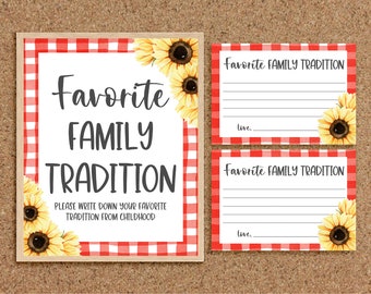 Favorite Family Tradition Family Tradition Card Summer Baby Shower BBQ Baby Shower Games Sunflower Baby-Q Games Coed Baby Shower Games, S