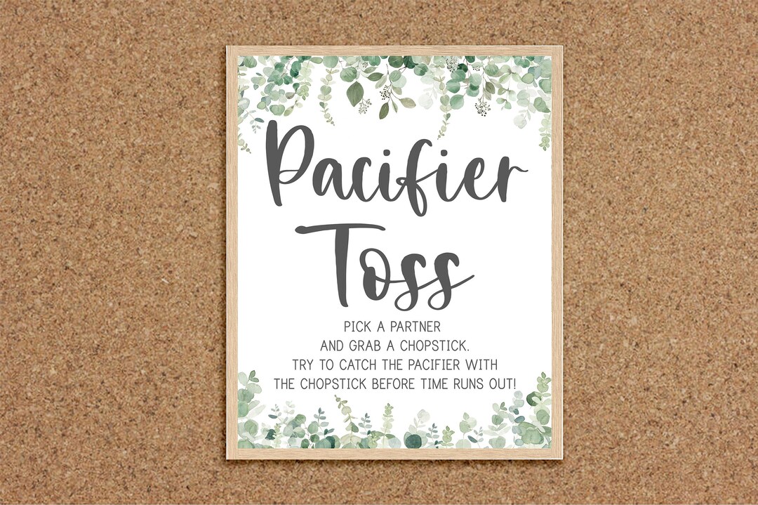 Pacifier Toss Game Pacifier Game Greenery Baby Shower Games Eucalyptus