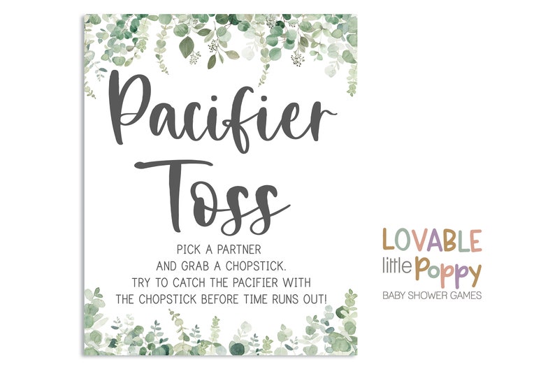 Pacifier Toss Game Pacifier Game Greenery Baby Shower Games Etsy