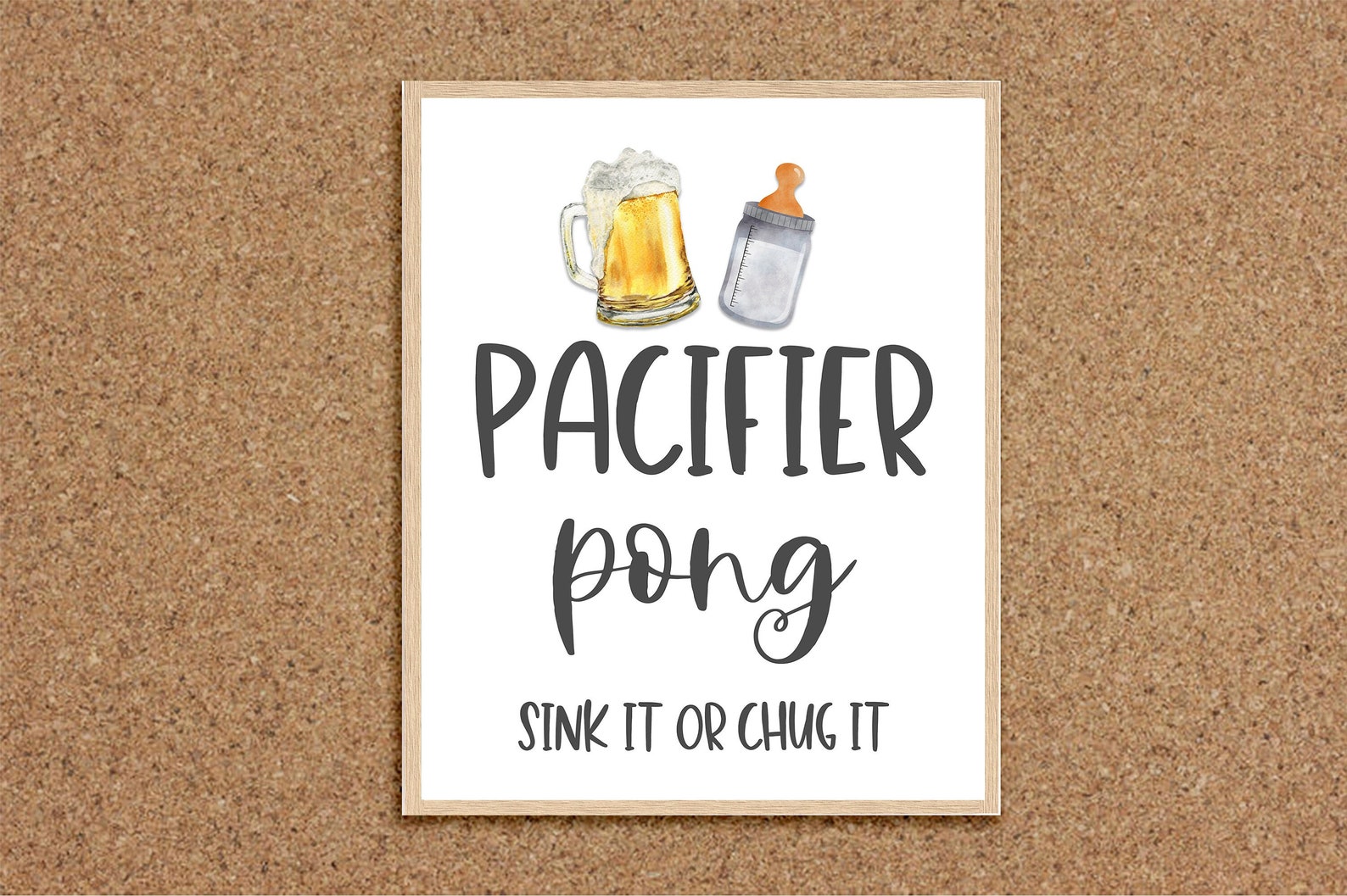 Pacifier Pong Sign Pacifier Pong Game Minimalist Baby Shower Etsy