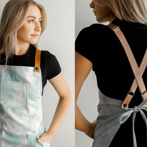 Handmade Denim Apron With Vegan Leather Straps