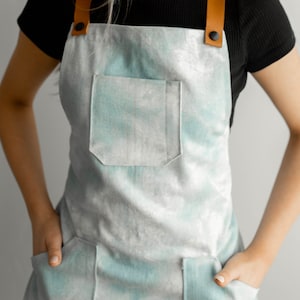 Handmade Denim Apron With Vegan Leather Straps