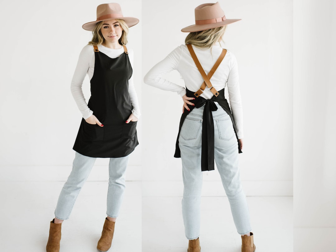 Customizable Cross Back Apron With Adjustable Vegan Leather Straps. - Etsy