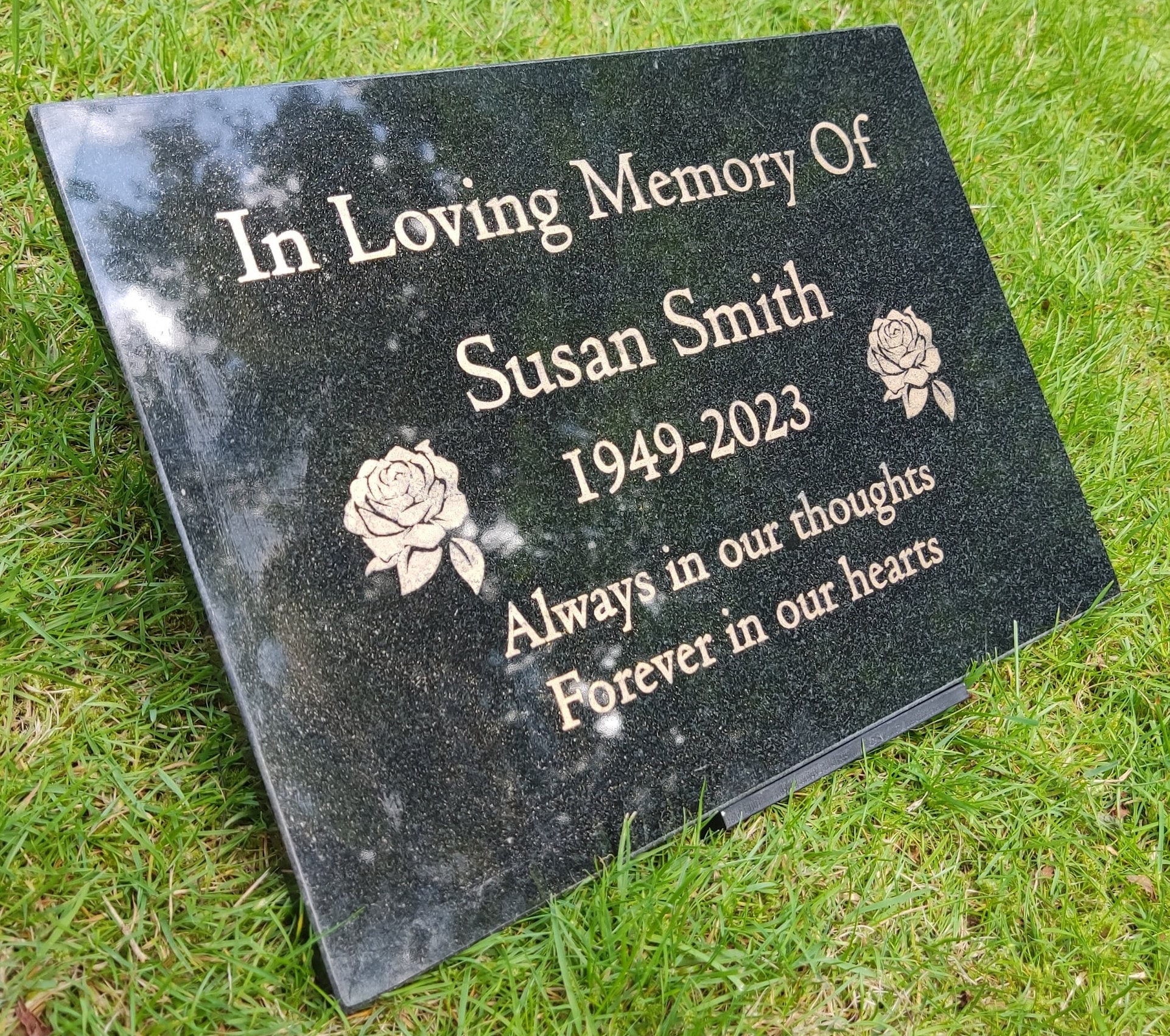 Granite Memorial Plaque Roses Grave Marker Crematorium Etsy UK