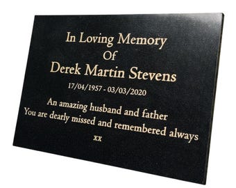 Granite Memorial Plaque, Grave Marker, Crematorium, Garden, Engraved & Personalised. 29x21cm