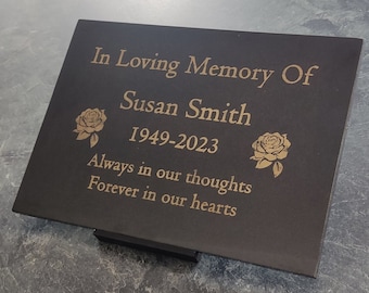 Granite Memorial Plaque, Roses, Grave Marker, Crematorium, Garden, Engraved & Personalised