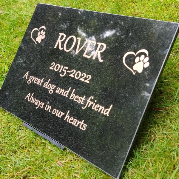 Granite Memorial Plaque,Pet Dog, Cat, Grave Marker, Garden, Engraved & Personalised. 29x21cm