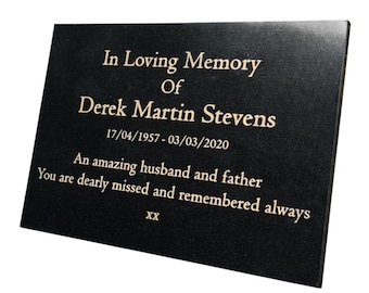 Granite Memorial Plaque, Grave Marker, Crematorium, Garden, Engraved & Personalised.