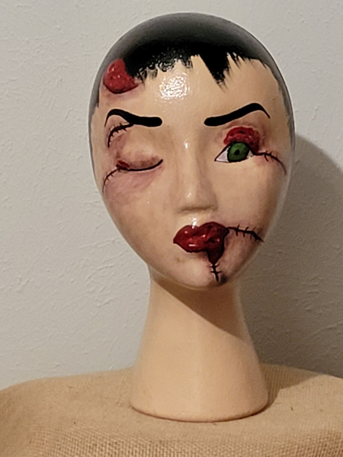 Zombie Lady painted mannequin head. Halloween decor Etsy
