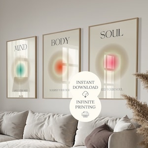 Gradient Aura Poster for Positivity 3 Set Posters for Manifesting Retro Aura Print Gift Room Decor Gift Mindful Poster Gradient Aura Print