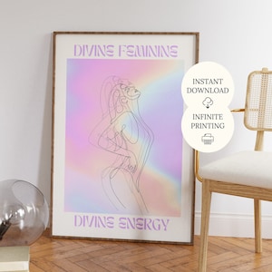 Aura poster, positive affirmation, retro poster, manifest print, divine feminine print, feminine energy, feminine poster, college poster