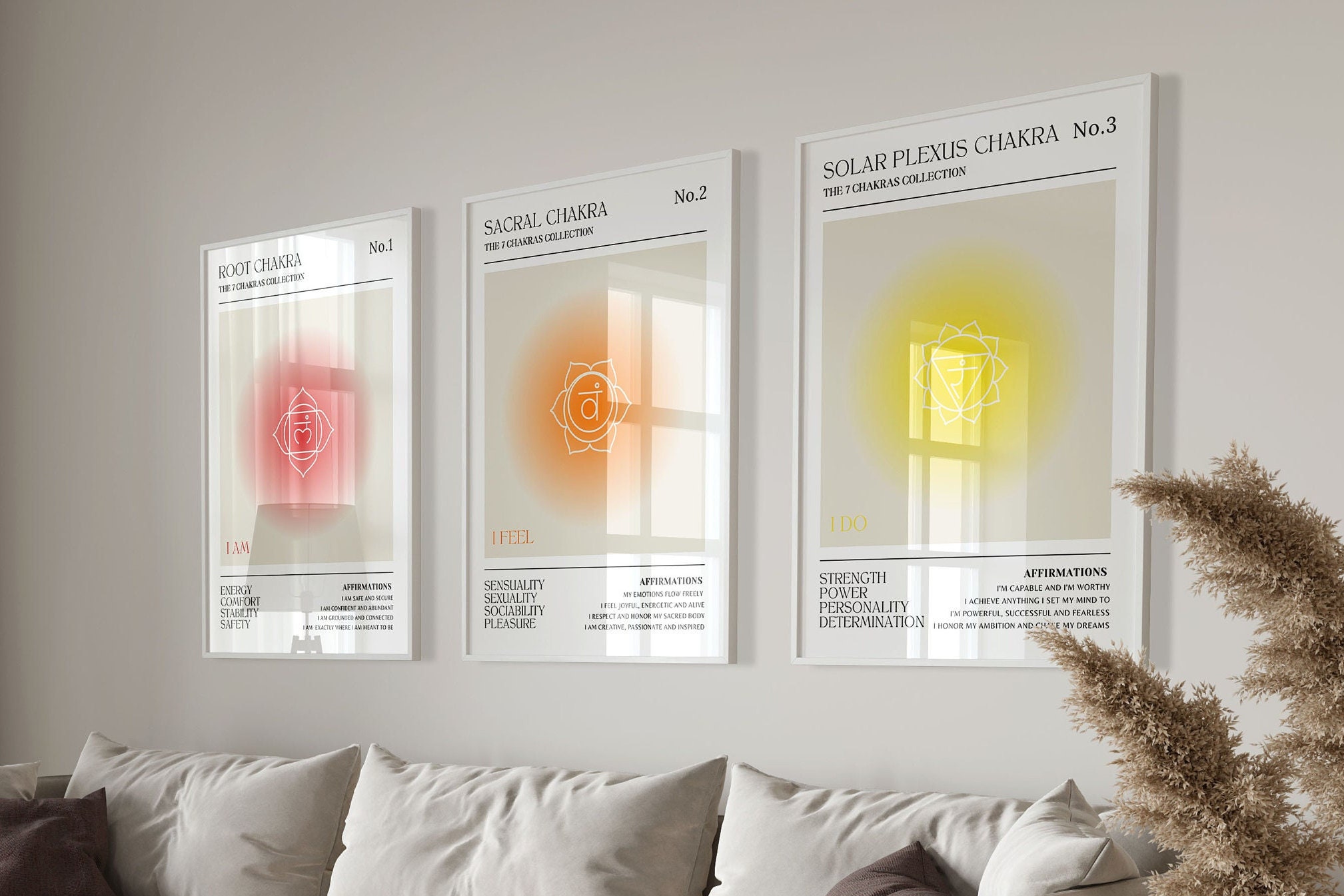 Gradient Aura Poster Yellow Aura Decor Chakra Wall Art Spiritual ...