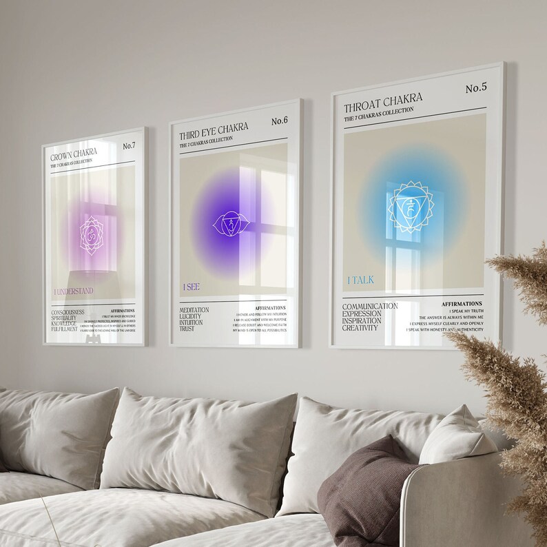 Gradient Aura Blue Throat Chakra Affirmations Digital Print, Spiritual ...