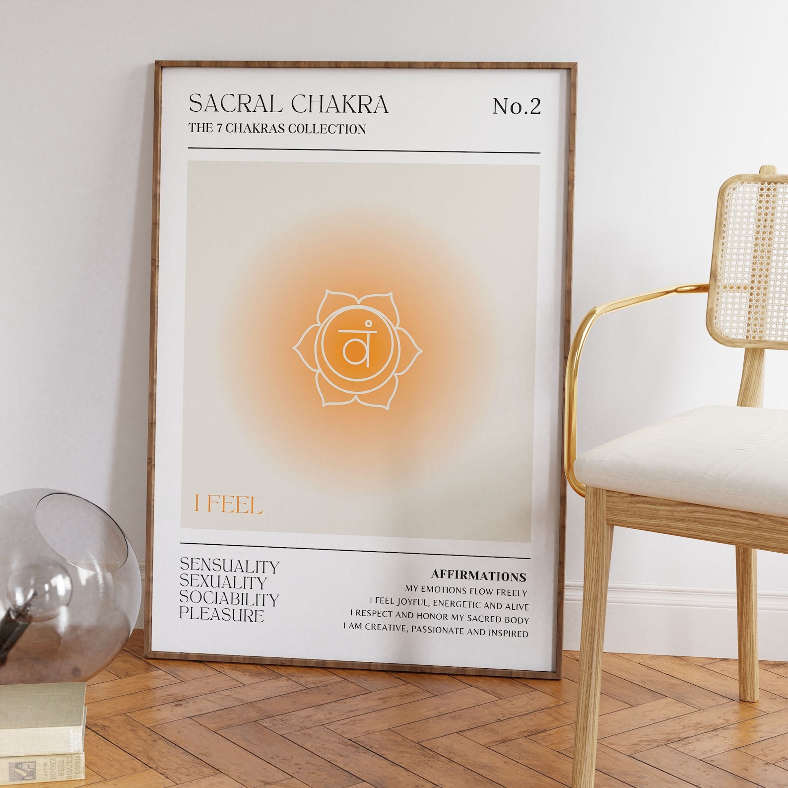 Gradient Aura Orange Sacral Chakra Affirmations Digital Print 