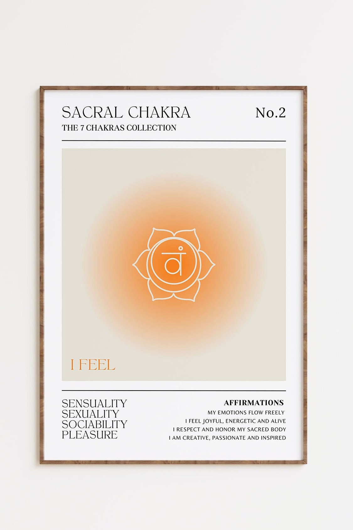 Gradient Aura Orange Sacral Chakra Affirmations Digital Print 