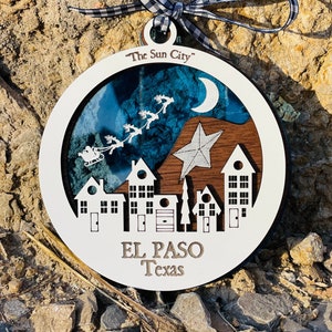 Personalized El Paso City Christmas Ornament chuco town 915 El Paso texas