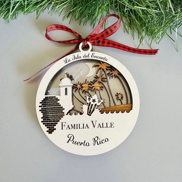 Puerto Rico Personalized Christmas Ornament/ coqui family name borinquen garita la isla del encanto coquito San Juan el morro