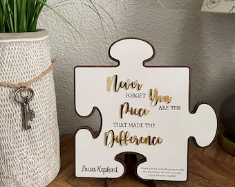 Engraved Company Logo Retirement Gift: Decorative Puzzle Piece