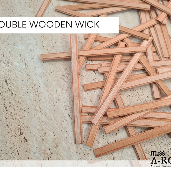 Double Layer Wood Wick - 10mm x 150mm  - Quiet Fire Crackling Wooden Wicks