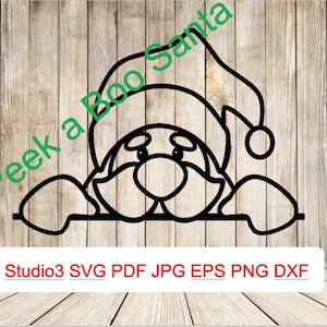Peek a Boo Santa || Christmas || instant DOWNLOAD || STUDIO3, SVG, pdf, eps, jpg, png, dxf