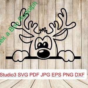Sbircia la renna || Sbircia un Rudolph || Natale || DOWNLOAD immediato || STUDIO3, SVG, pdf, eps, jpg, png, dxf