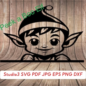 Gluur Kerst Elf || Peek a Boo Christmas Elf || Christmas || instant DOWNLOAD || STUDIO3, SVG, pdf, eps, jpg, png, dxf